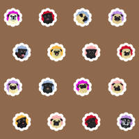 Groovy Pugs Fabric - Chocolate Brown