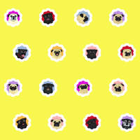 Groovy Pugs Fabric - Sunny Yellow 